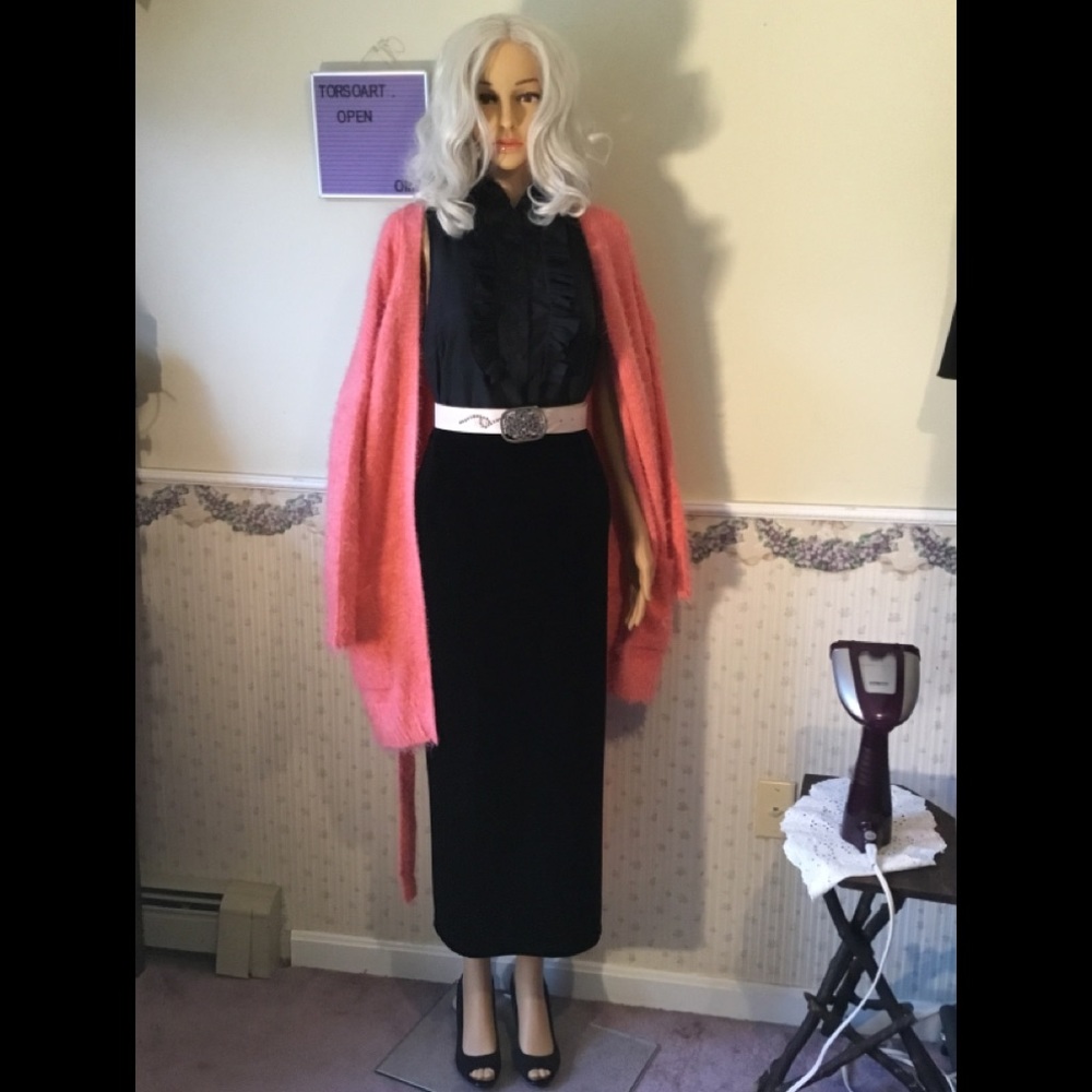 Vintage long velvet skirt black petite